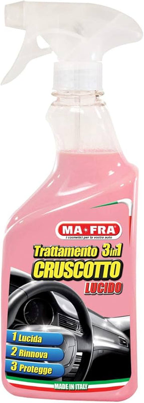 Ma-Fra Trattamento 3 in 1 Cruscotto Lucido & Trattamento 3In1 Plastiche, Pulisce, Ravviva E Protegge Le Parti Interne Dell'Auto, Creando Una Barriera Anti Raggi UV, Formato 500Ml